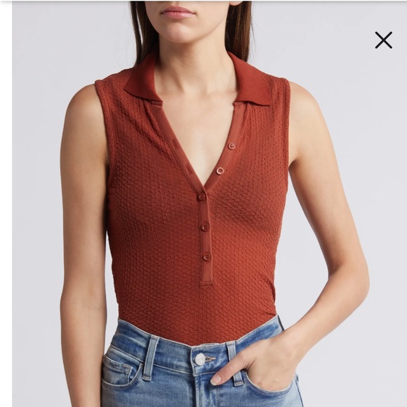 Frame Denim Tops - Frame Mesh Lace Sleeveless Polo